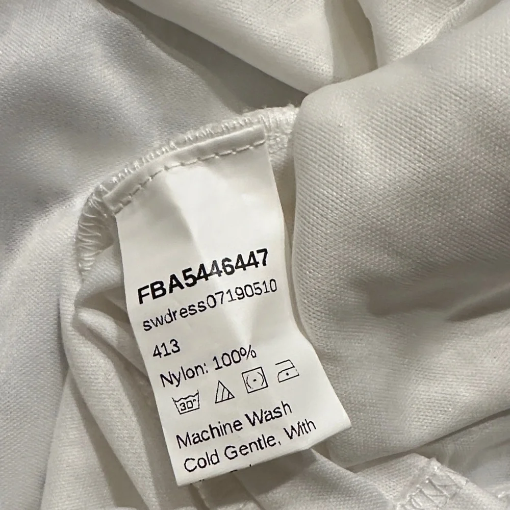 White Lace shift mini Dress with pompom ricrac details size small - Picture 11 of 13